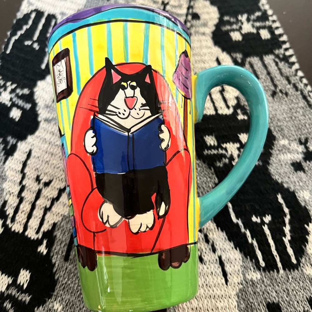 Mug Catzilla Candace Reiter Seattle based artist Cat Dog Book Loving Ceramic Mug